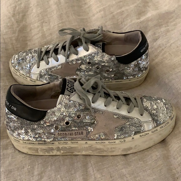 Golden Goose Shoes - Golden Goose Hi Star Silver Sequins - Womens 38